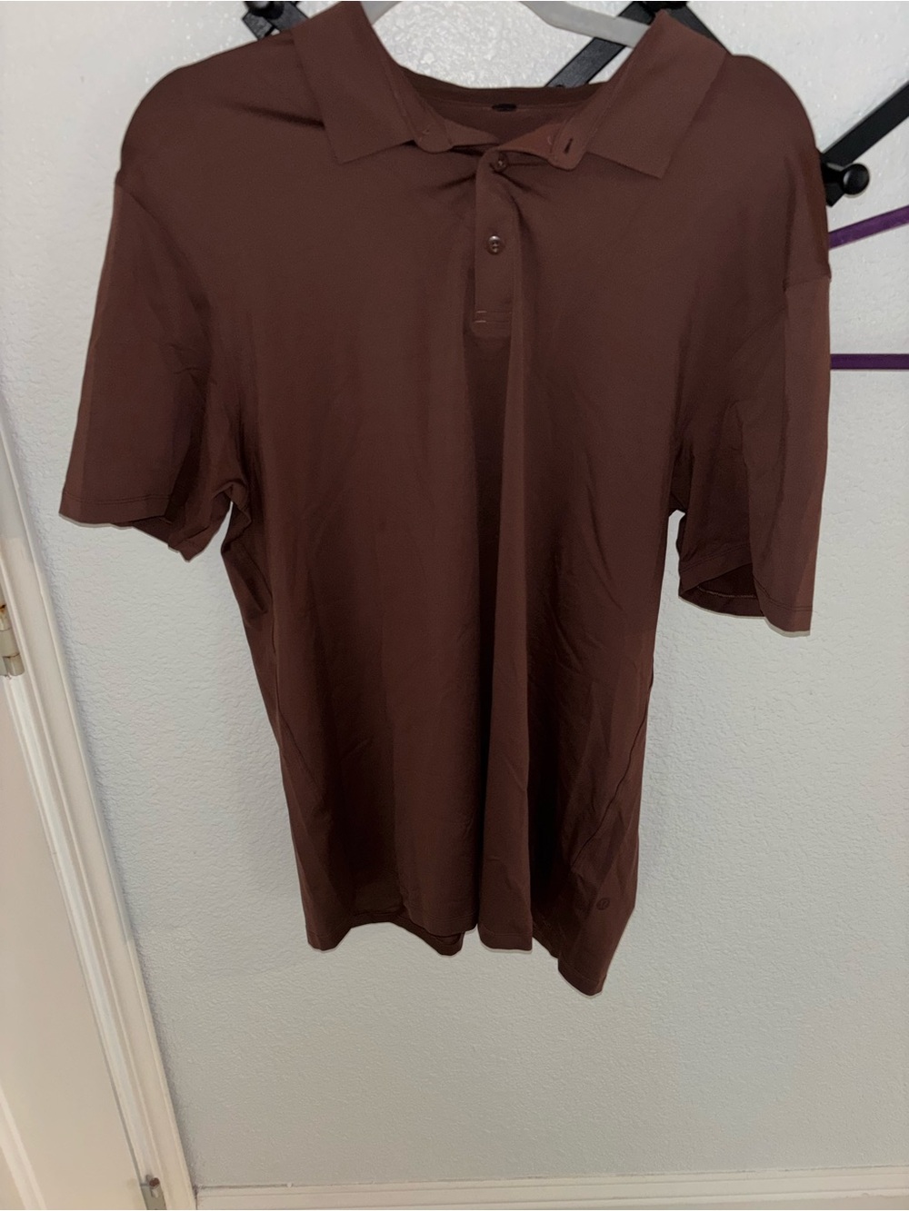 Lululemon Brown Performance Polo Shirt Relaxed Fit Short Sleeve Top XL - Picture 2 of 4